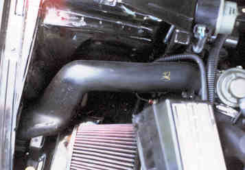 Picture of the Upper IC Pipe on the car with a cone type filter.
